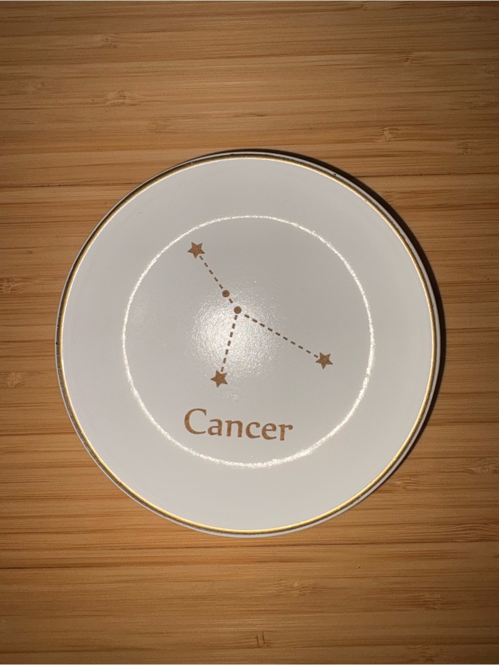 Cancer Constellation Decorative Trinket Dish in Gold and White